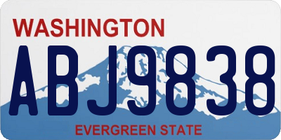 WA license plate ABJ9838