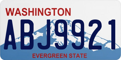 WA license plate ABJ9921