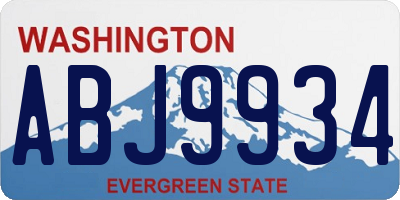 WA license plate ABJ9934