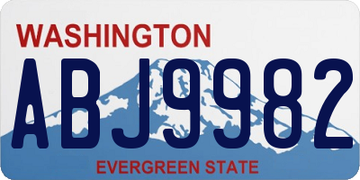 WA license plate ABJ9982