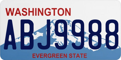 WA license plate ABJ9988