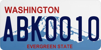 WA license plate ABK0010