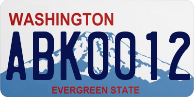 WA license plate ABK0012