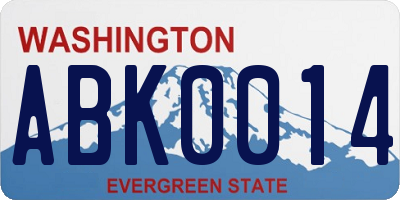 WA license plate ABK0014