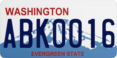 WA license plate ABK0016