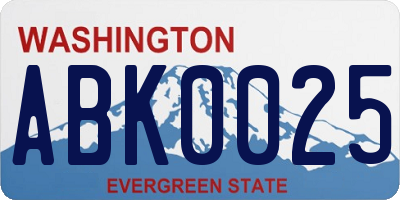 WA license plate ABK0025
