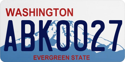WA license plate ABK0027