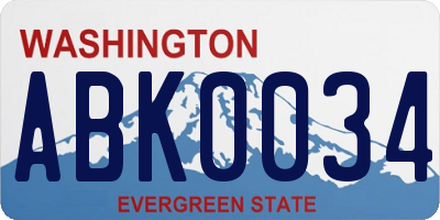 WA license plate ABK0034