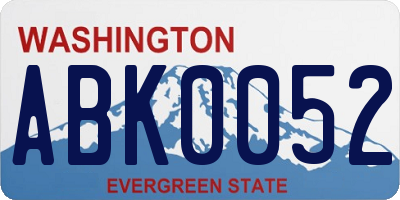 WA license plate ABK0052