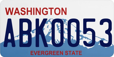 WA license plate ABK0053