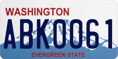WA license plate ABK0061