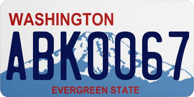 WA license plate ABK0067