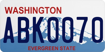 WA license plate ABK0070