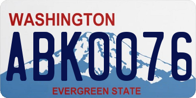 WA license plate ABK0076