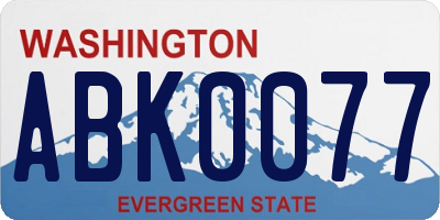WA license plate ABK0077