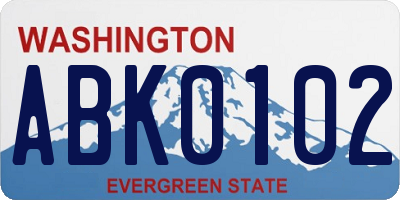 WA license plate ABK0102