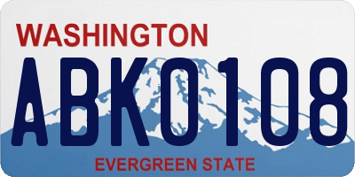 WA license plate ABK0108