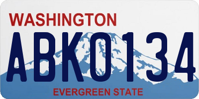 WA license plate ABK0134