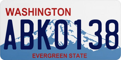 WA license plate ABK0138