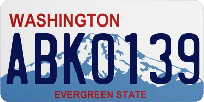 WA license plate ABK0139
