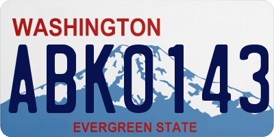 WA license plate ABK0143