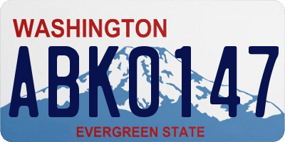 WA license plate ABK0147