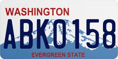WA license plate ABK0158
