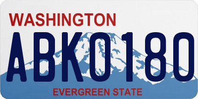 WA license plate ABK0180