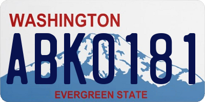 WA license plate ABK0181