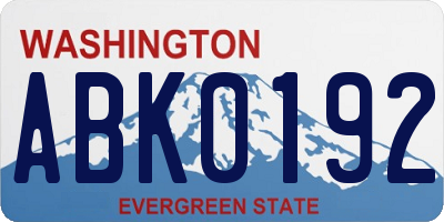 WA license plate ABK0192