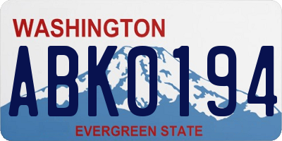 WA license plate ABK0194