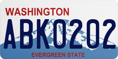 WA license plate ABK0202