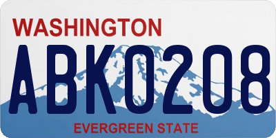 WA license plate ABK0208