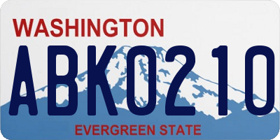 WA license plate ABK0210
