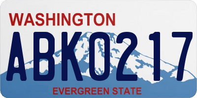 WA license plate ABK0217