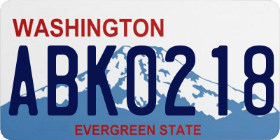 WA license plate ABK0218