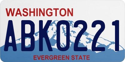 WA license plate ABK0221