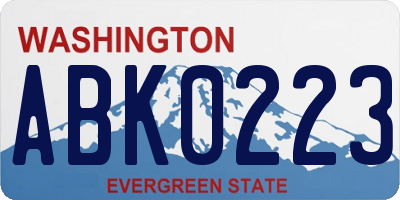 WA license plate ABK0223