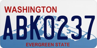 WA license plate ABK0237