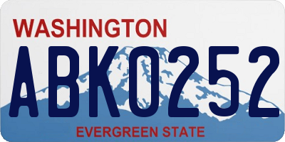 WA license plate ABK0252