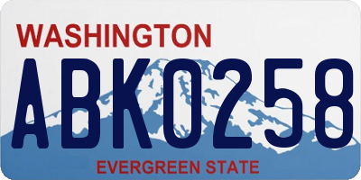 WA license plate ABK0258