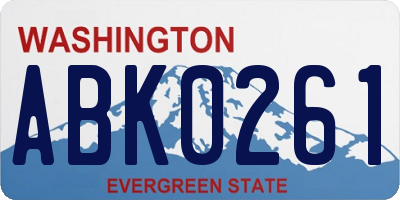 WA license plate ABK0261