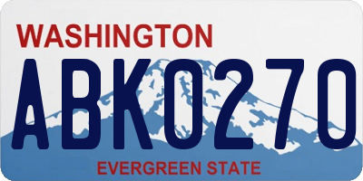 WA license plate ABK0270