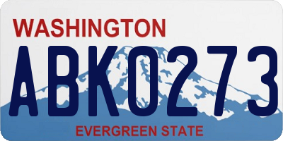 WA license plate ABK0273