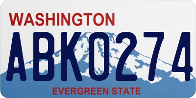 WA license plate ABK0274