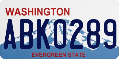 WA license plate ABK0289