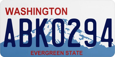 WA license plate ABK0294