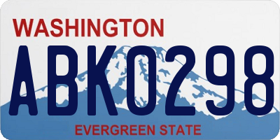 WA license plate ABK0298