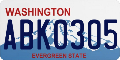 WA license plate ABK0305