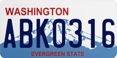 WA license plate ABK0316